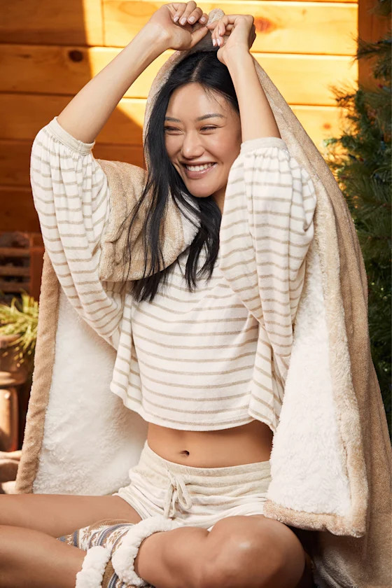 Act Casual White and Beige Striped Cropped Pullover Sweater | Lulus (US)