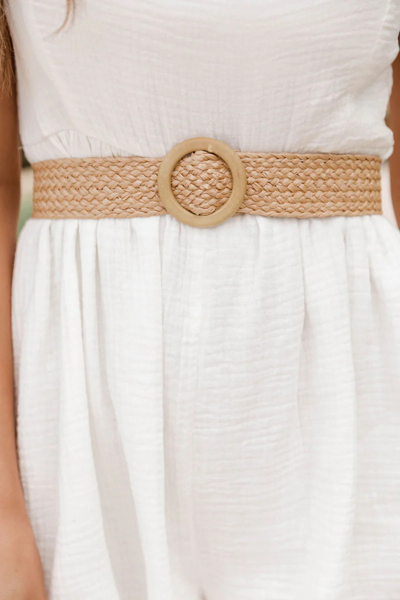 Goodbye Salutations Braided Beige Belt | Pink Lily
