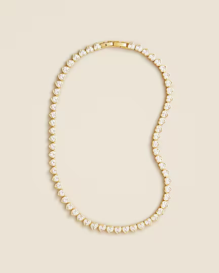 Heart cubic zirconia bezel-set tennis necklace | J. Crew US