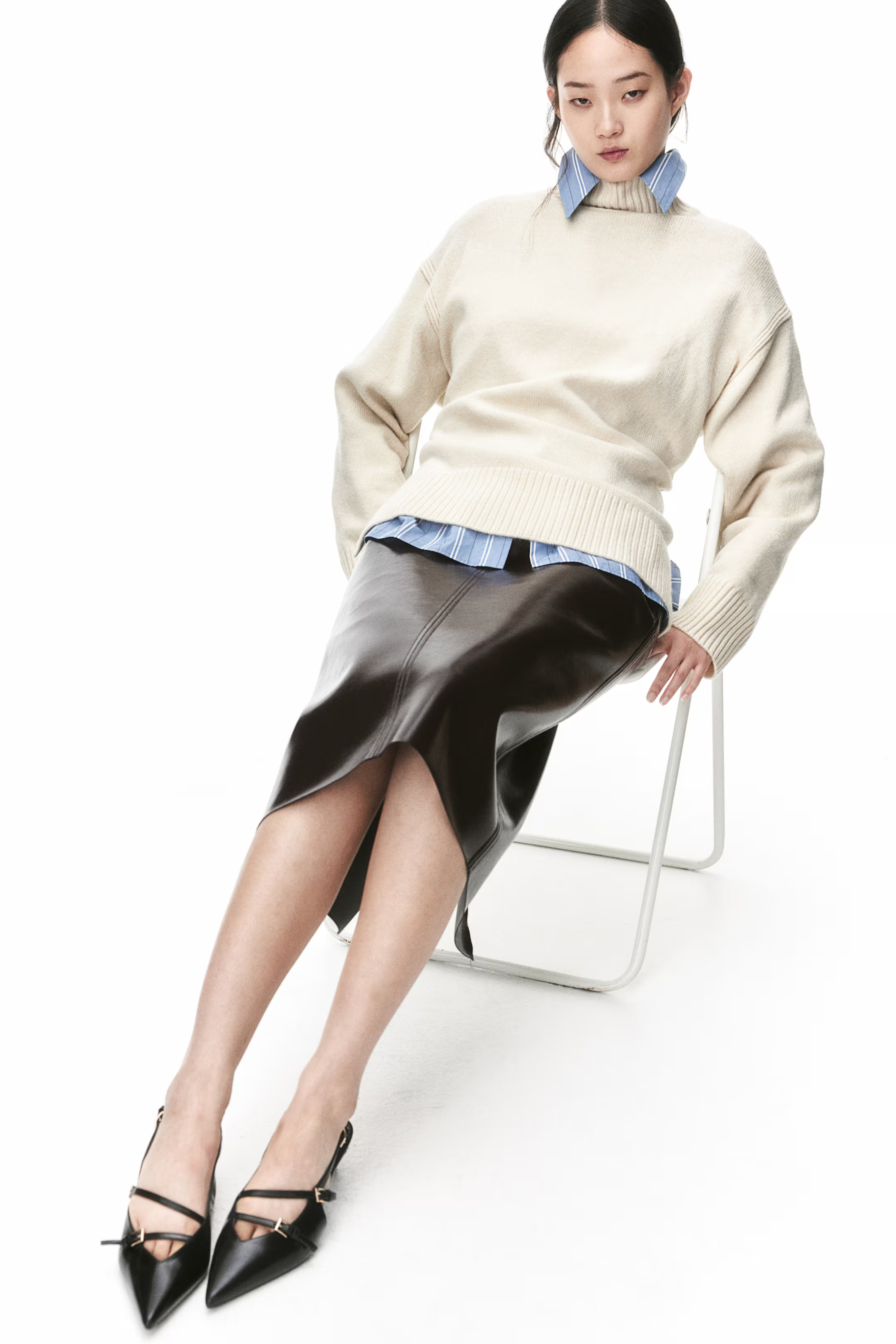 Oversized polo-neck jumper - Dark khaki green - Ladies | H&M GB | H&M (UK, MY, IN, SG, PH, TW, HK)