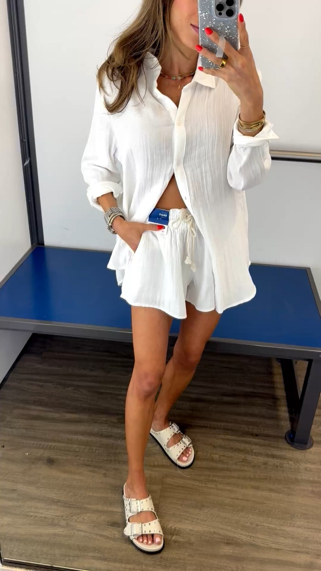 Loving this white linen matching short and button down set size xs perfect to throw on for summer 

#LTKPetite #LTKSwim