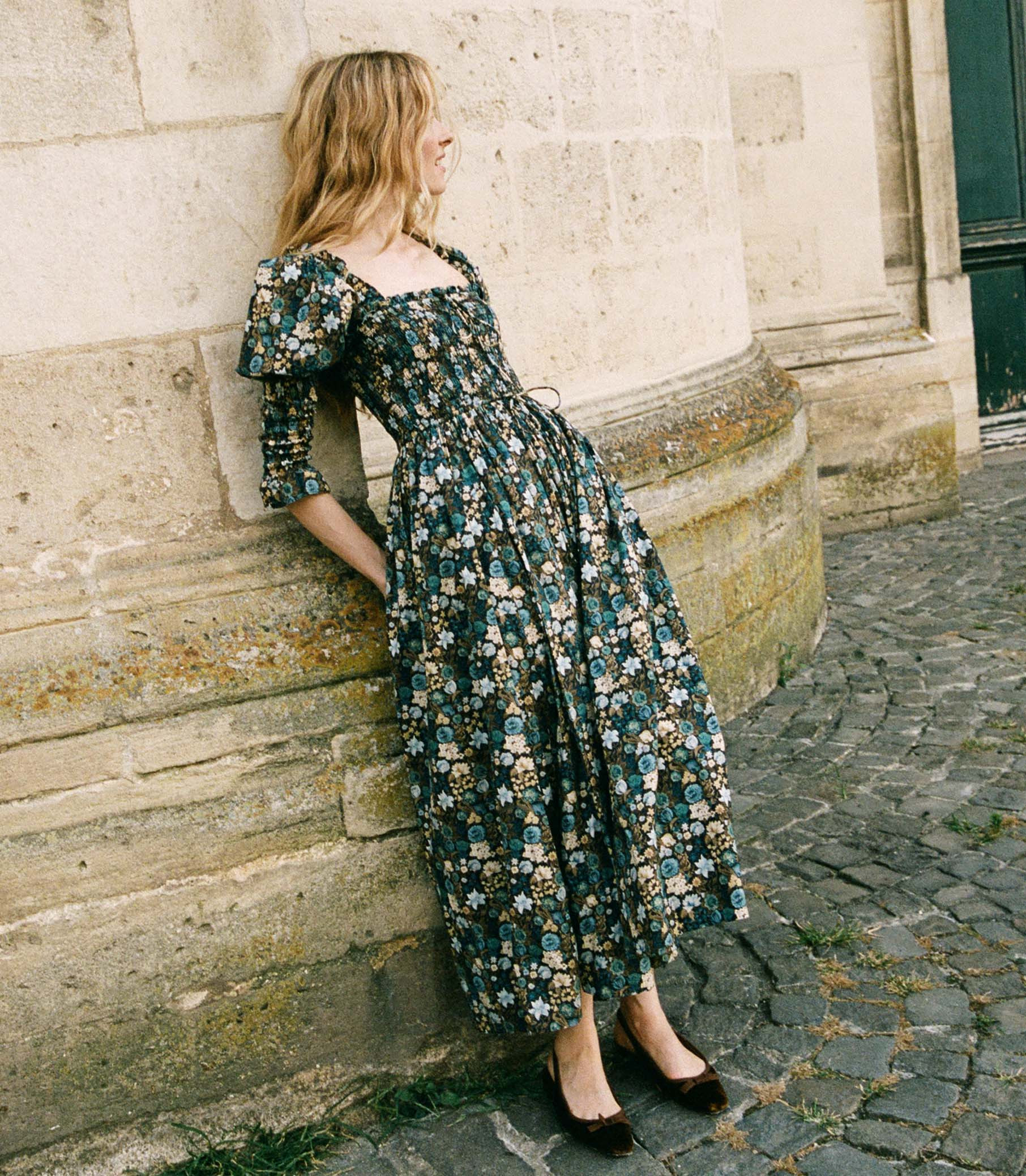 Bijou Dress - Bleu Arbor Floral | DÔEN | DOEN