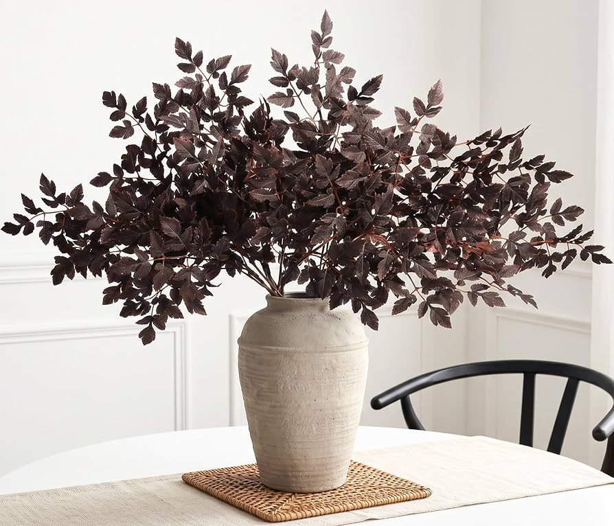 PERFNIQUE 3 Pack Artificial Plum Cimicifuga Leaf Sprays, 32" Faux Ramosa Branches for Vase, Fall ... | Amazon (US)