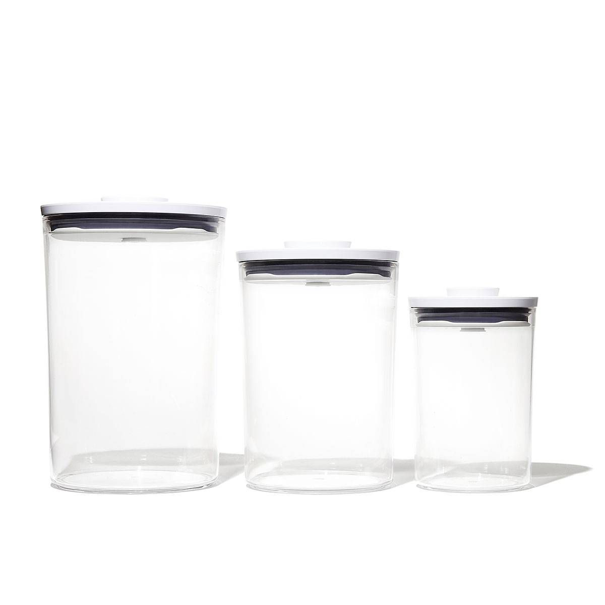 OXO POP 3pc Plastic Airtight Round Canister Food Storage Container Set White | Target