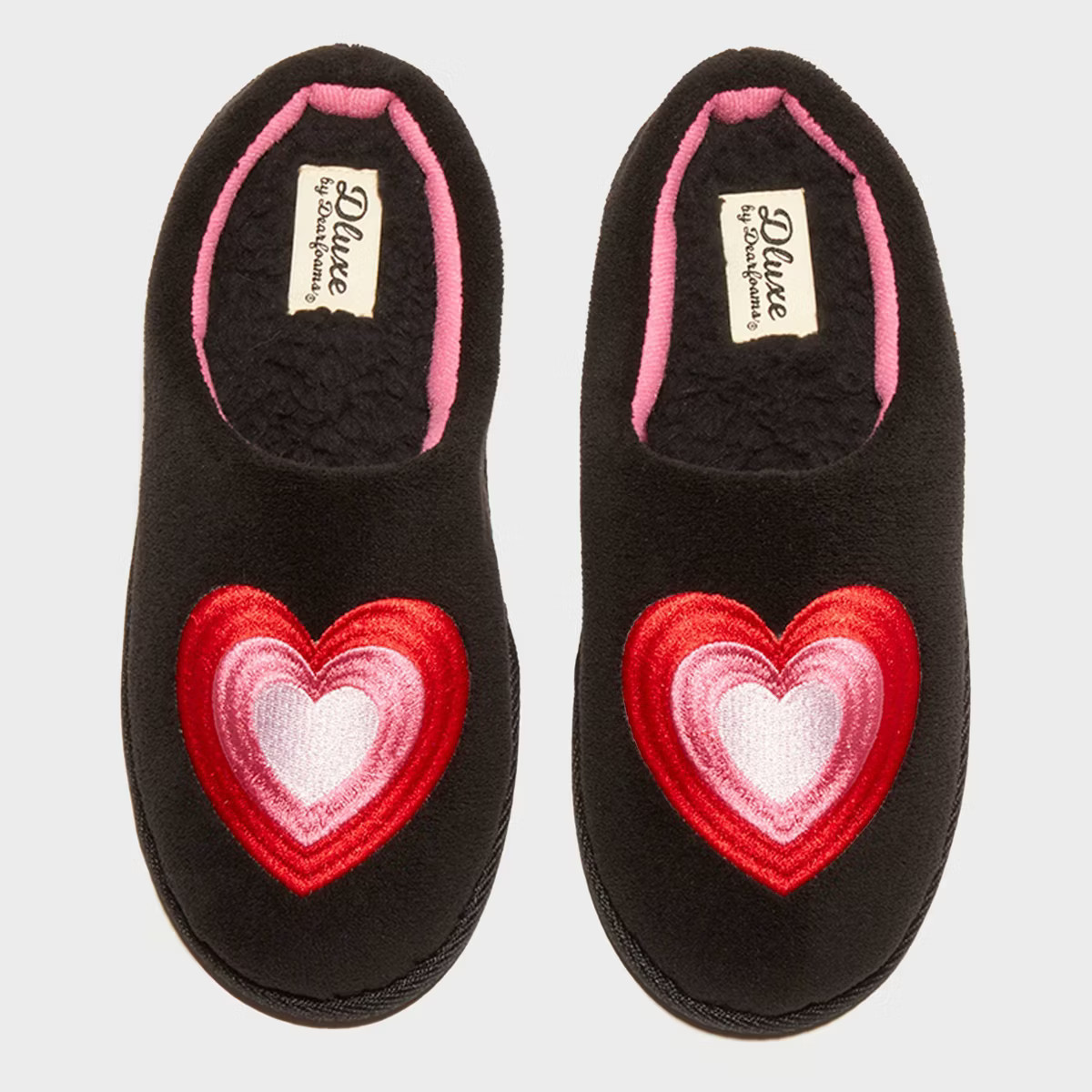 dluxe by dearfoams Women's Heart Slide Slippers - Black S | Target