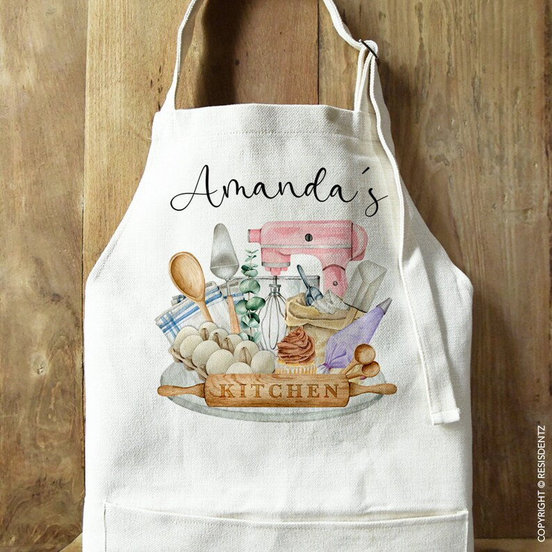 Custom Baking Apron, Personalized Bakery Linen Apron with Pockets, Personalized Baker Apron Gift ... | Etsy (US)