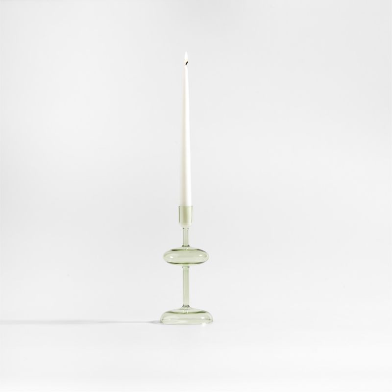 Venezia Small Smoke Green Glass Taper Candle Holder + Reviews | Crate & Barrel | Crate & Barrel
