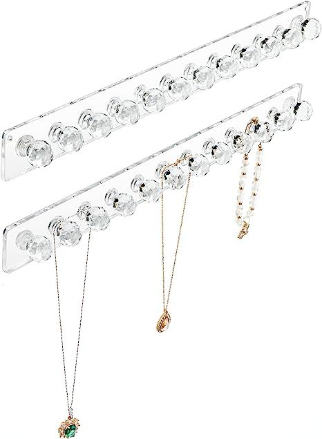 Heesch Necklace Holder, Acrylic Necklace Hanger, Wall Mont Necklace Organizer, Jewelry Hooks for ... | Amazon (US)