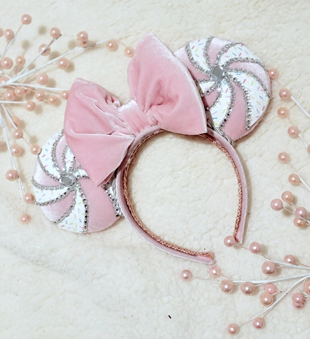 Pink Peppermint Holiday Ears, Disney Ears, Holiday Ears, Peppermint Disney Ears - Etsy | Etsy (US)