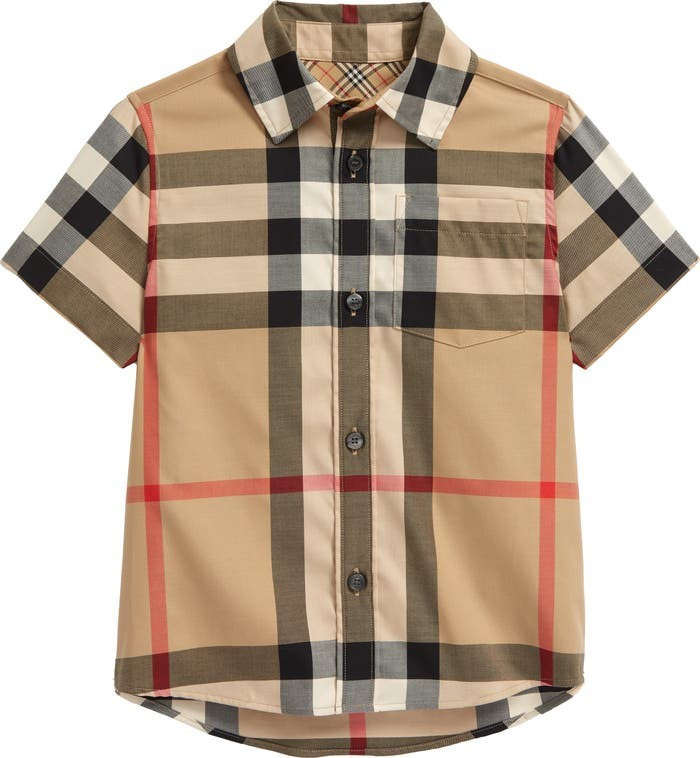 Kids' Mini Owen Check Short Sleeve Button-Up Shirt | Nordstrom