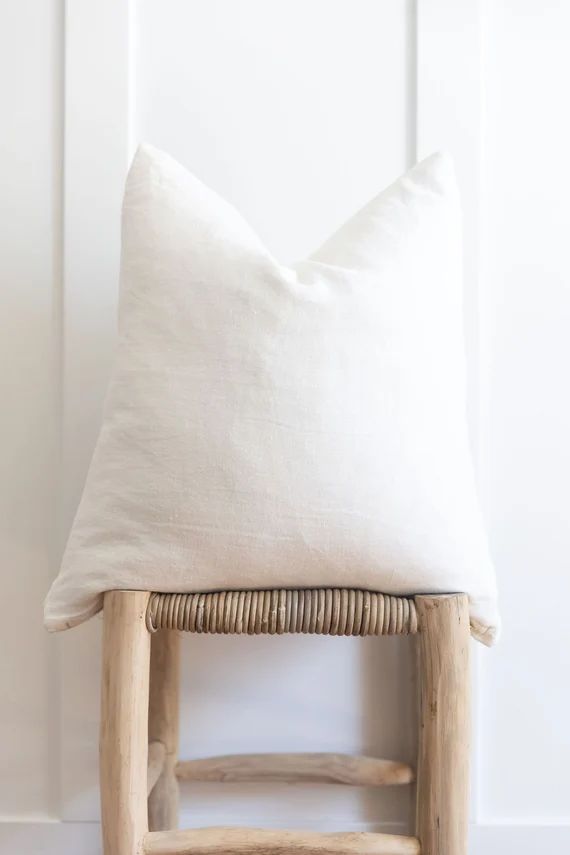 Double Sided White Linen Pillow Cover - Etsy | Etsy (US)