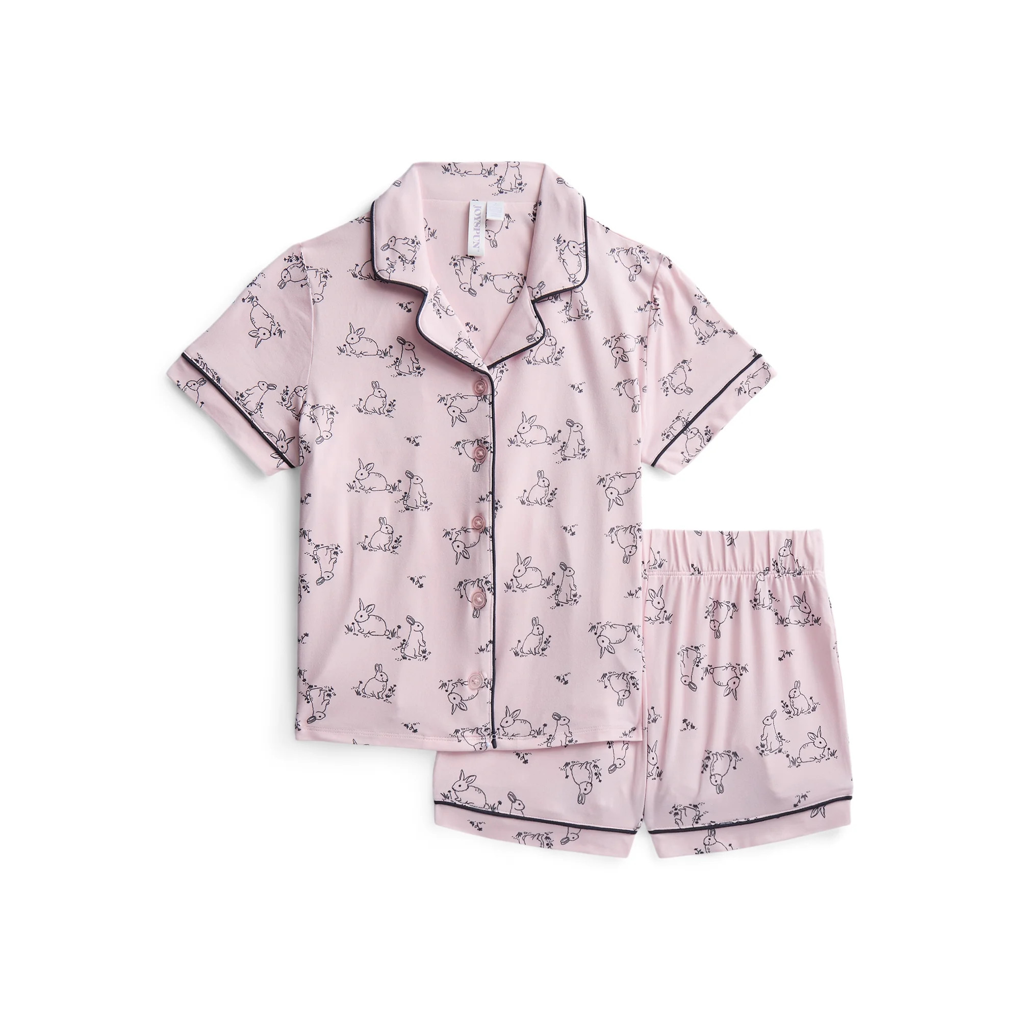 Joyspun Girls Mommy and Me Notch Collar Top and Shorts Family Matching Pajama Set, Sizes XS-XXL | Walmart (US)