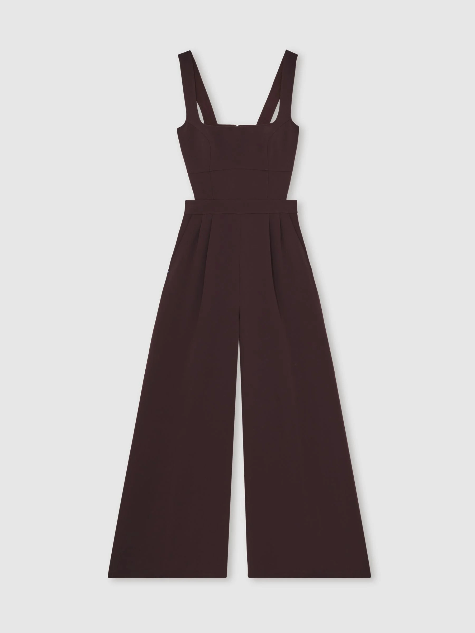 Reiss Reiss Burgundy Dion Wide-Leg Cut-Out Jumpsuit | Next US