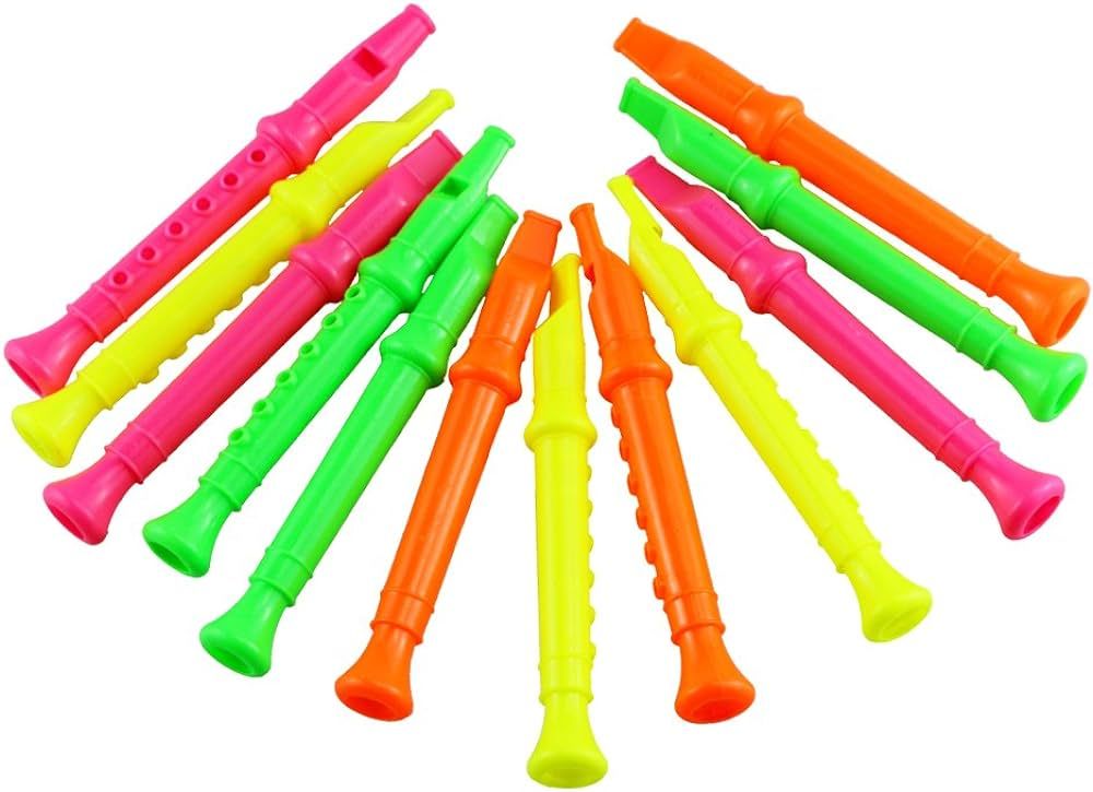 Etmact 5.5 Inches Plastic Recorders - Pack of 12 - Mixed Color Plastic Flute Musical Instruments ... | Amazon (US)