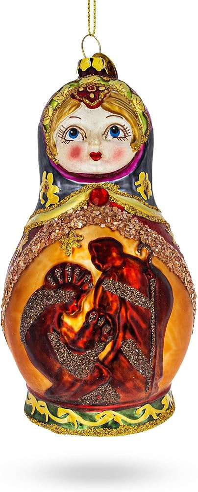 Matryoshka Doll with Nativity Scene Blown Glass Christmas Ornament | Amazon (US)