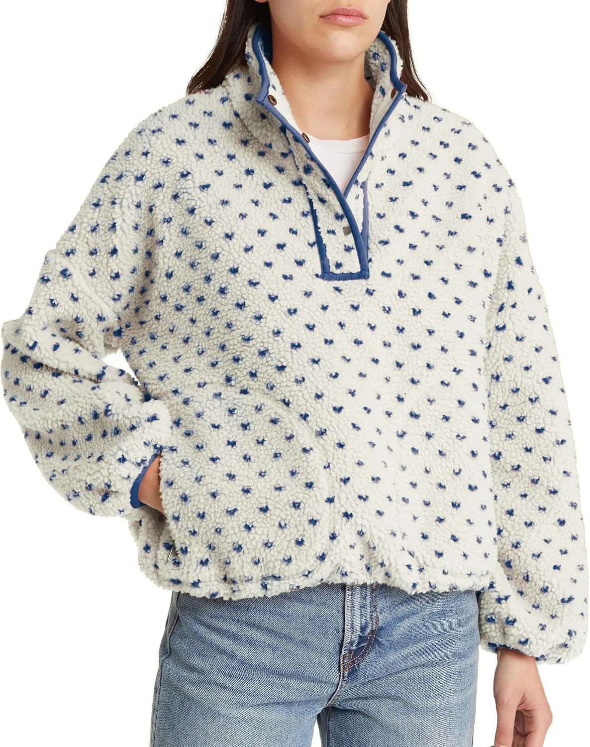 Hixiaohe Womens Fleece Pullover Winter Fuzzy High Neck Sherpa Jackets | Amazon (US)