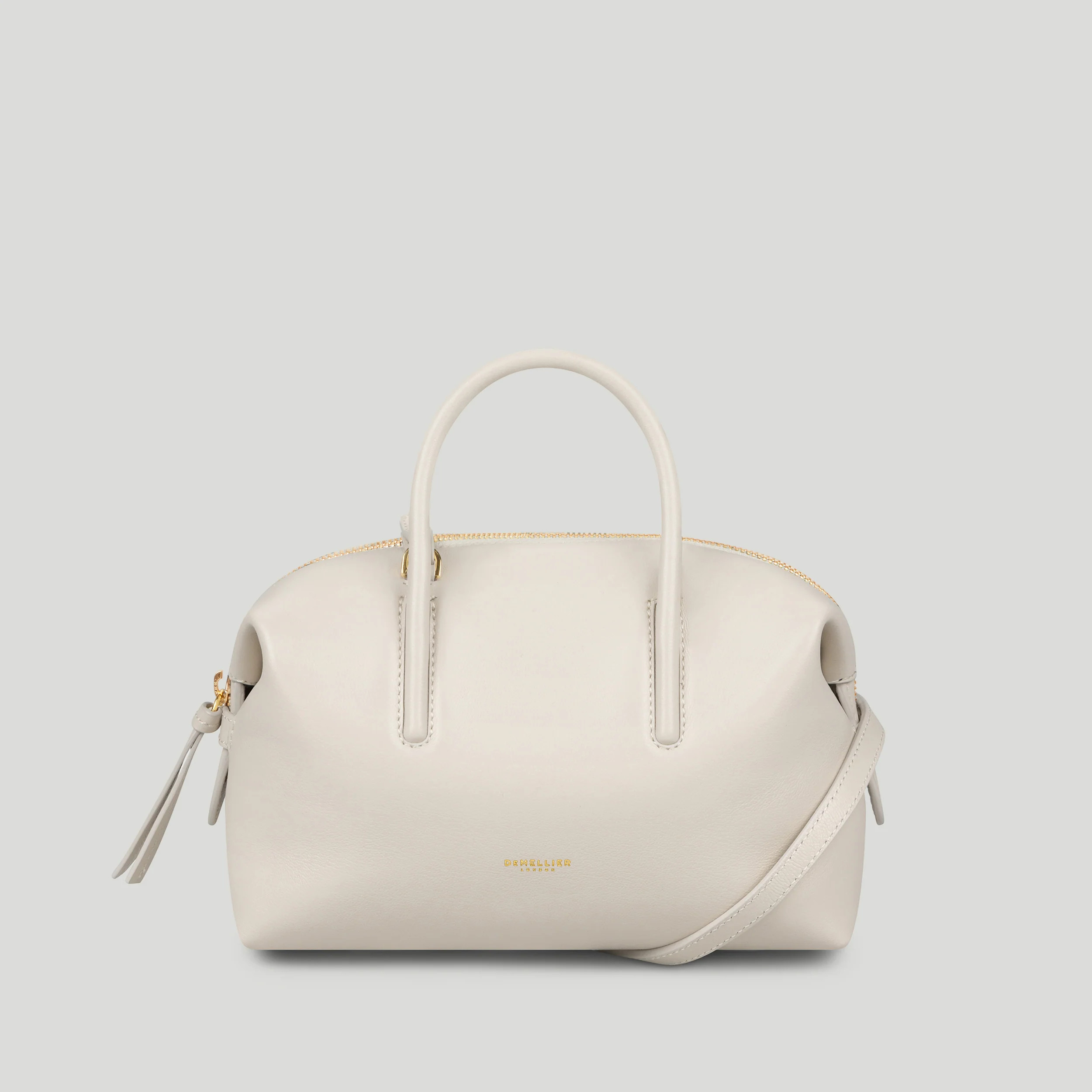 DeMellier The Small Stockholm in Chalk Fine Grain Leather Top handle bag | DeMellier