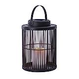 Sterno Home Hanging Rattan Basket Solar LED Light Flameless Candle Lantern, 10.0", Black | Amazon (US)