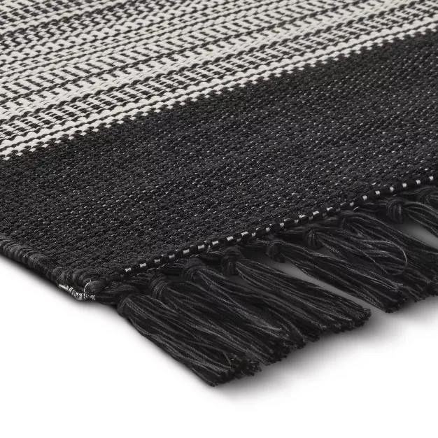 Outdoor Rug Striped Fringe Black - Project 62™ | Target