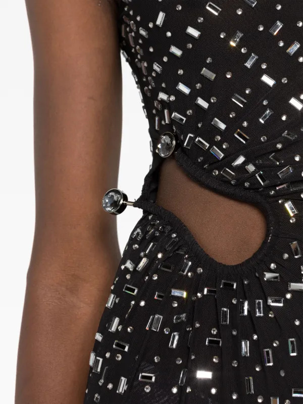 crystal-embellished cut-out dress | Farfetch Global