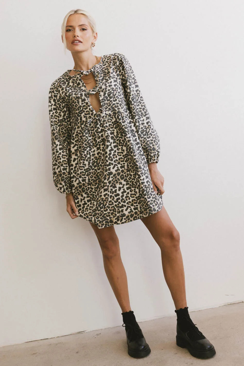 Tyler Peplum Mini Dress in Leopard - FINAL SALE | Böhme US