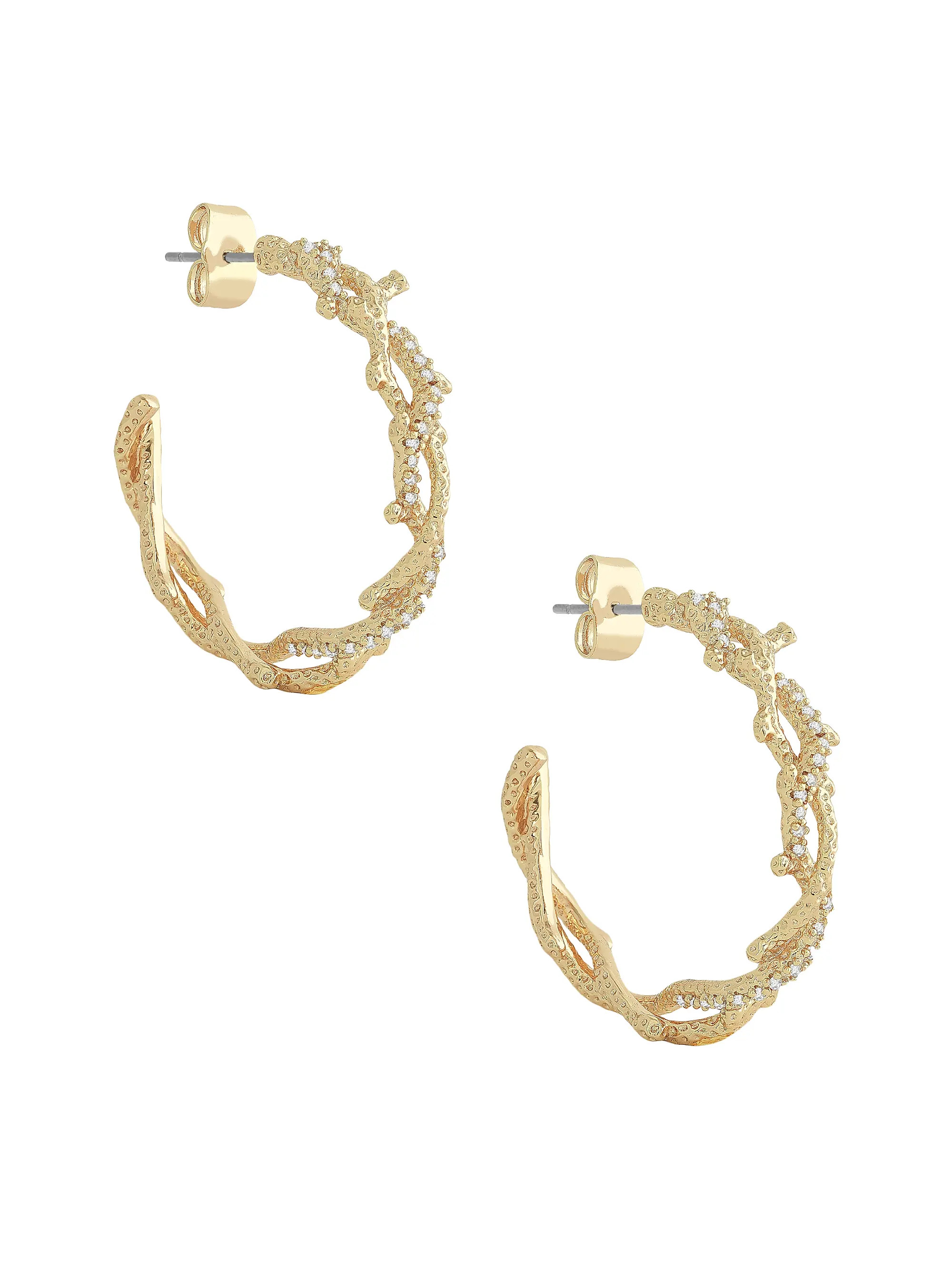 Ocean Coral 18K Gold-Plated Hoop Earrings | Saks Fifth Avenue