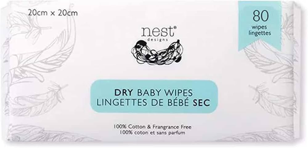 Cotton Dry Baby Wipes for Sensitive Skin, Chemical-Free, 80 Wipes per Pack | Amazon (US)
