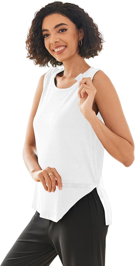 Deyeek Post Shoulder Surgery Shirts for Women Tear Away Snap Button Rotator Cuff Shirt Mastectomy... | Amazon (US)