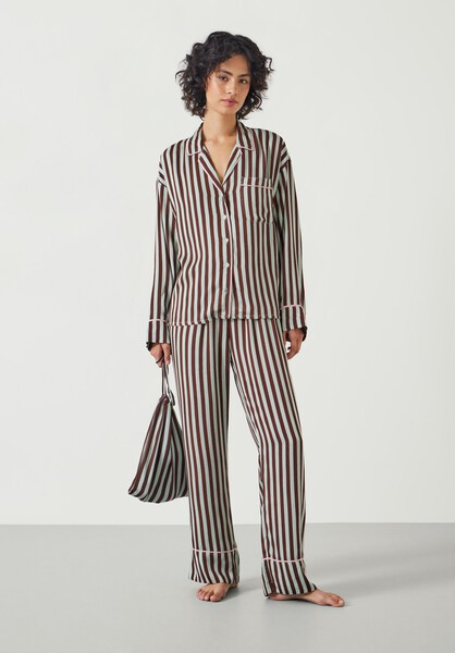 Angelina Satin Modal Stripe Pyjama Set | Hush UK