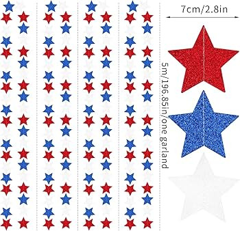 Fourth-4th of July Memorial-Day Party-Decorations - 62ft Patriotic Red-Blue White Twinkle Little ... | Amazon (US)