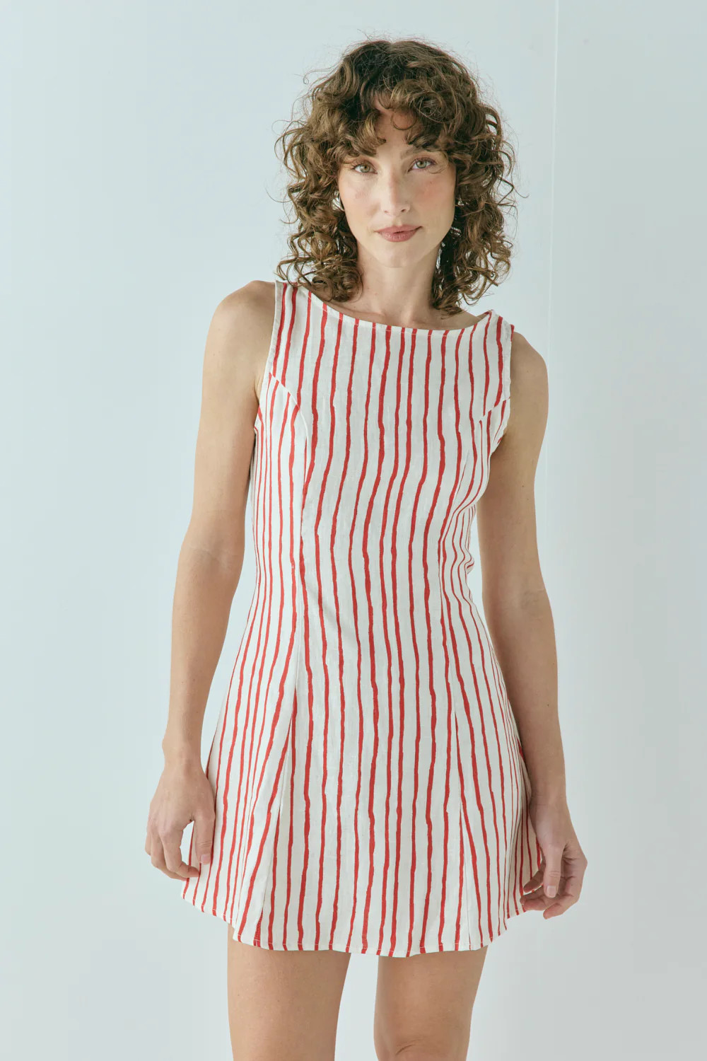 Chloe Linen Mini Dress Stripe | VRG Grl