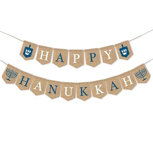 Happy Hanukkah Banner for Hanukah decoration, Hanging this Liene Banner for Chanukah Celebration. | Amazon (US)