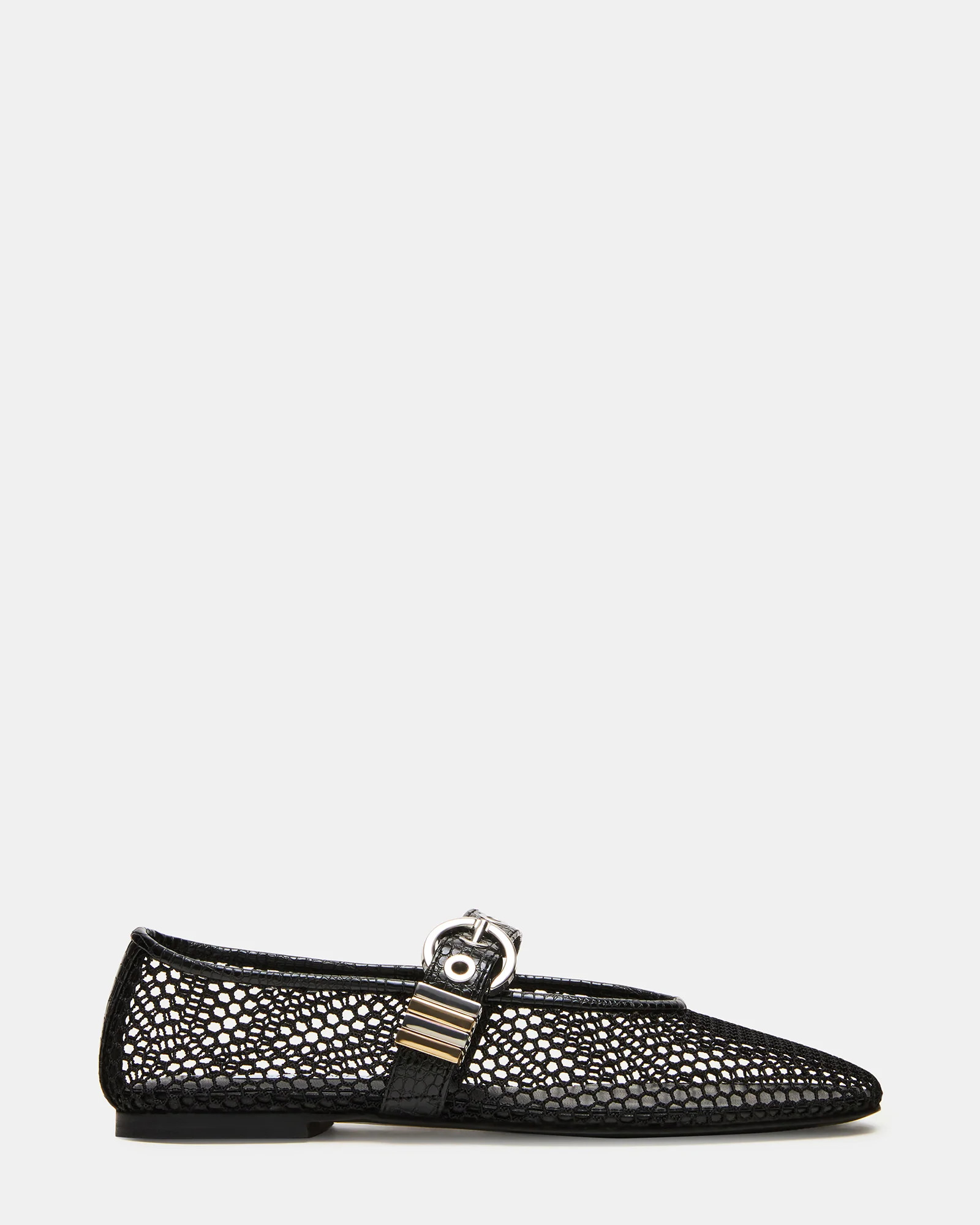 LUCIA Black Mesh Mary Jane Ballet Women's Flat | Steve Madden (US)
