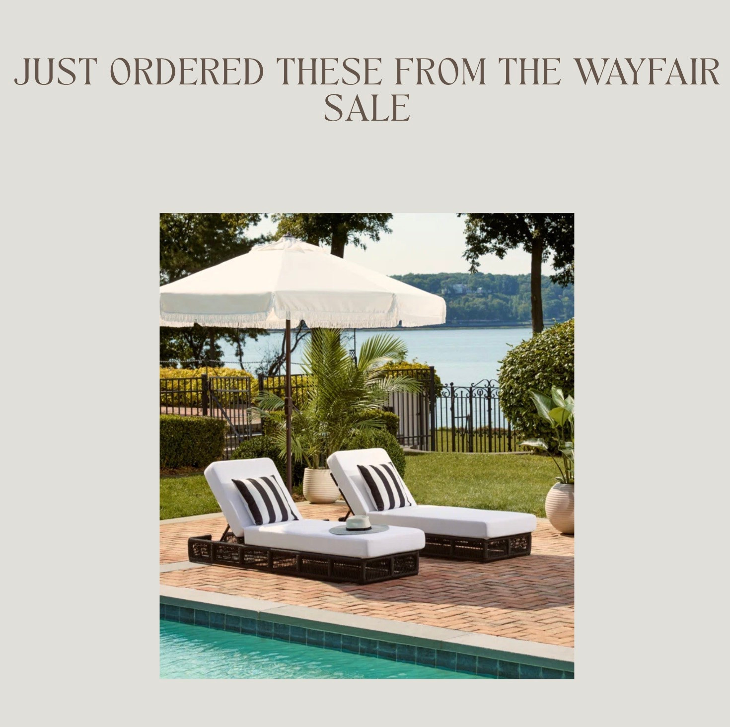 So excited to get my new chaise lounge chairs for the pool! 
#wayfair 
#wayday 

#LTKStyleTip #LTKSeasonal #LTKHome
