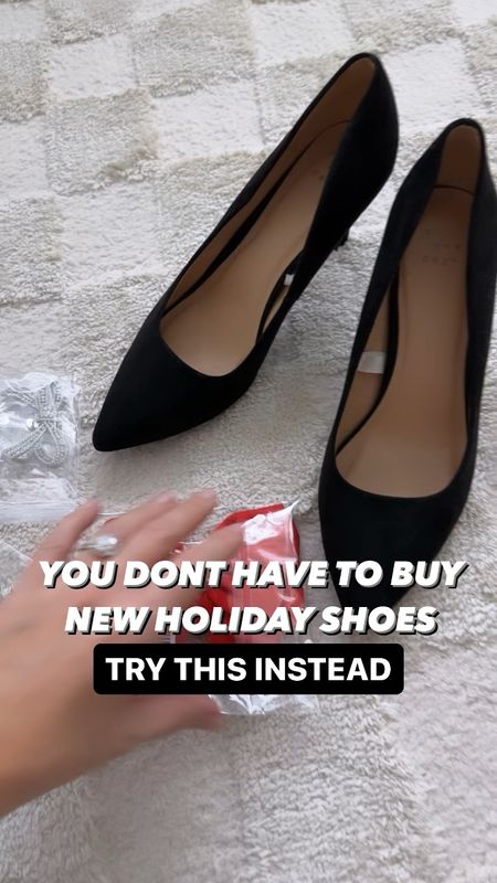 Shoe Hack ‼️ If you have been eyeing a festive new pair of heels but don’t want to spend the $, try this hack and transform any pair of heels, flats or sandals for any occasion! 

Follow me for more affordable fashion finds, try ons and more! 

#LTKHoliday #LTKSeasonal #LTKstyletip