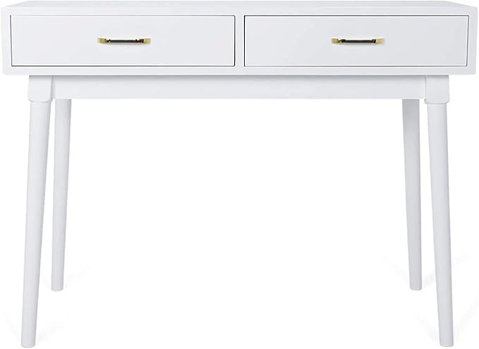 White Writing Computer Desk with 2 Storage Drawers for Home Office,Modern Laptop Pc Table | Amazon (US)