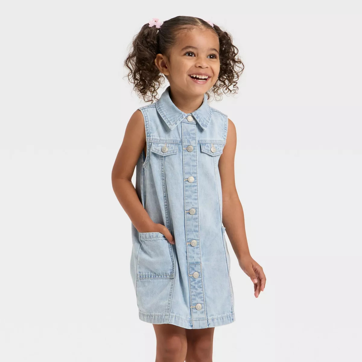Toddler Girls' Sleeveless Denim Dress - Cat & Jack™ Light Wash 18M | Target