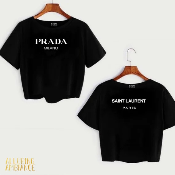 DESIGNER Inspired T-Shirt Cropped Comfort Fashion Design Multiple Color Options Glam Handmade Shi... | Etsy (US)