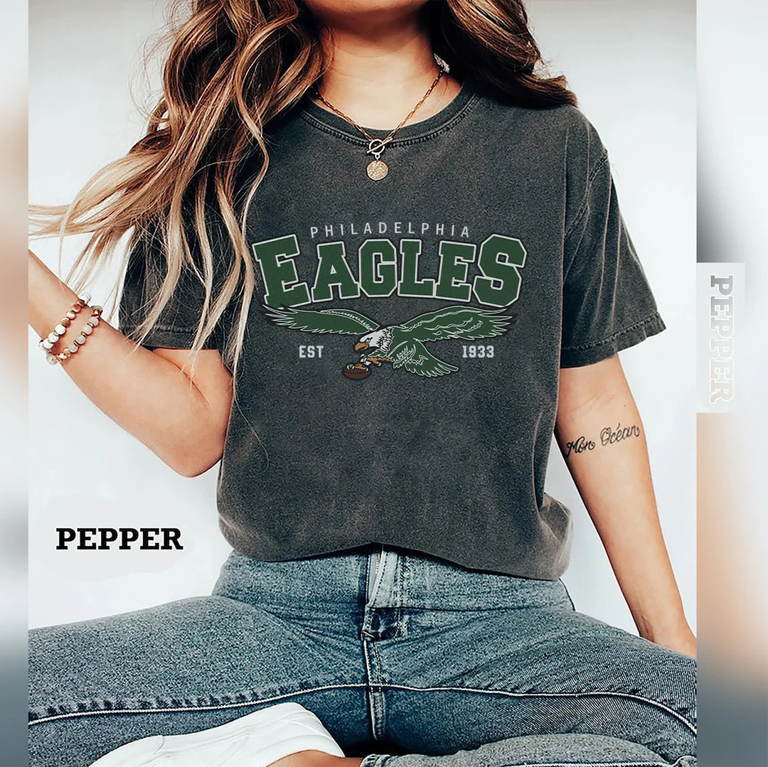 Comfort Colors® Philadelphia Eagle Football Crewneck - Etsy | Etsy (US)