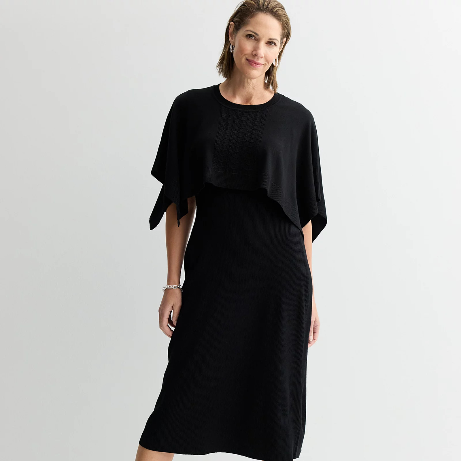 Women's Sandra Darren Attached Top Sweater Dress, Size: XXL, Black | Kohl's