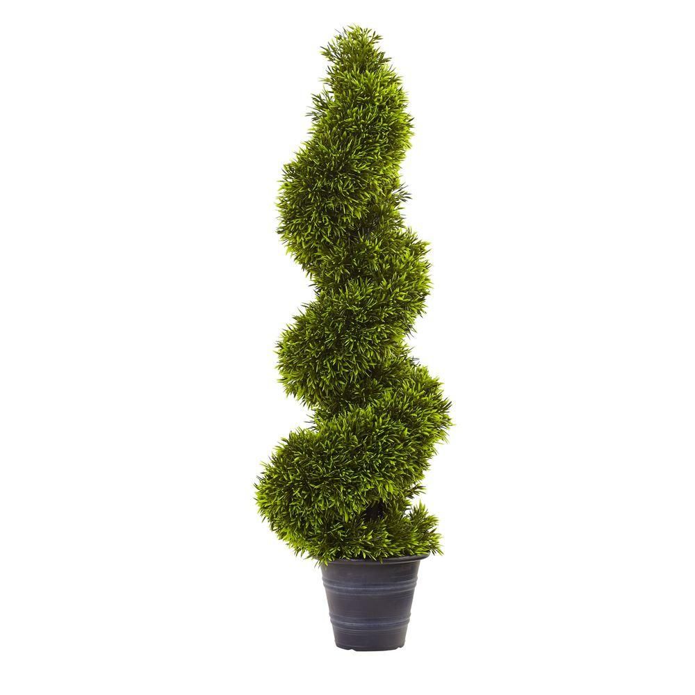 Nearly Natural 3 ft. Grass Spiral Topiary with Deco Planter 5450 - The Home Depot | The Home Depot