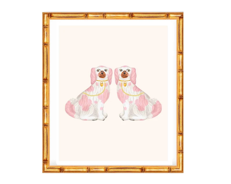 Art Print Watercolor Staffordshire Dogs with Hearts // girl // toy //  pastel // pony // baby // ... | Etsy (US)