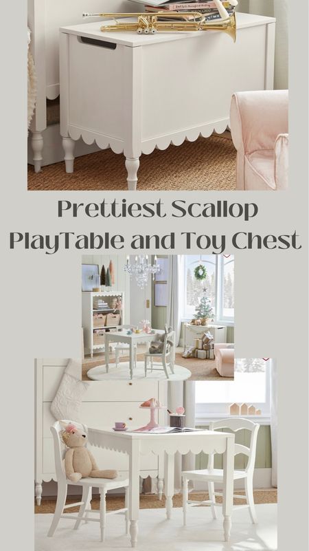 Toy chest and play table and chairs from pottery barn kids prettiest scallop detail! 

#LTKkids #LTKHoliday #LTKGiftGuide