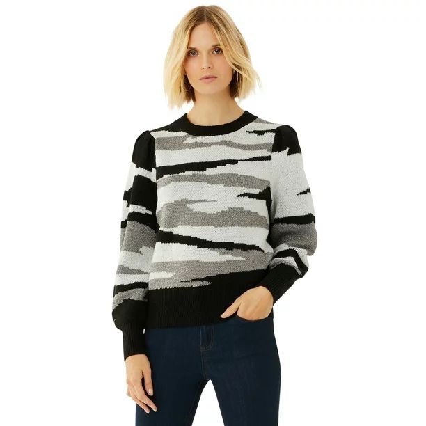 Scoop Women's Crewneck Camo Sweater | Walmart (US)