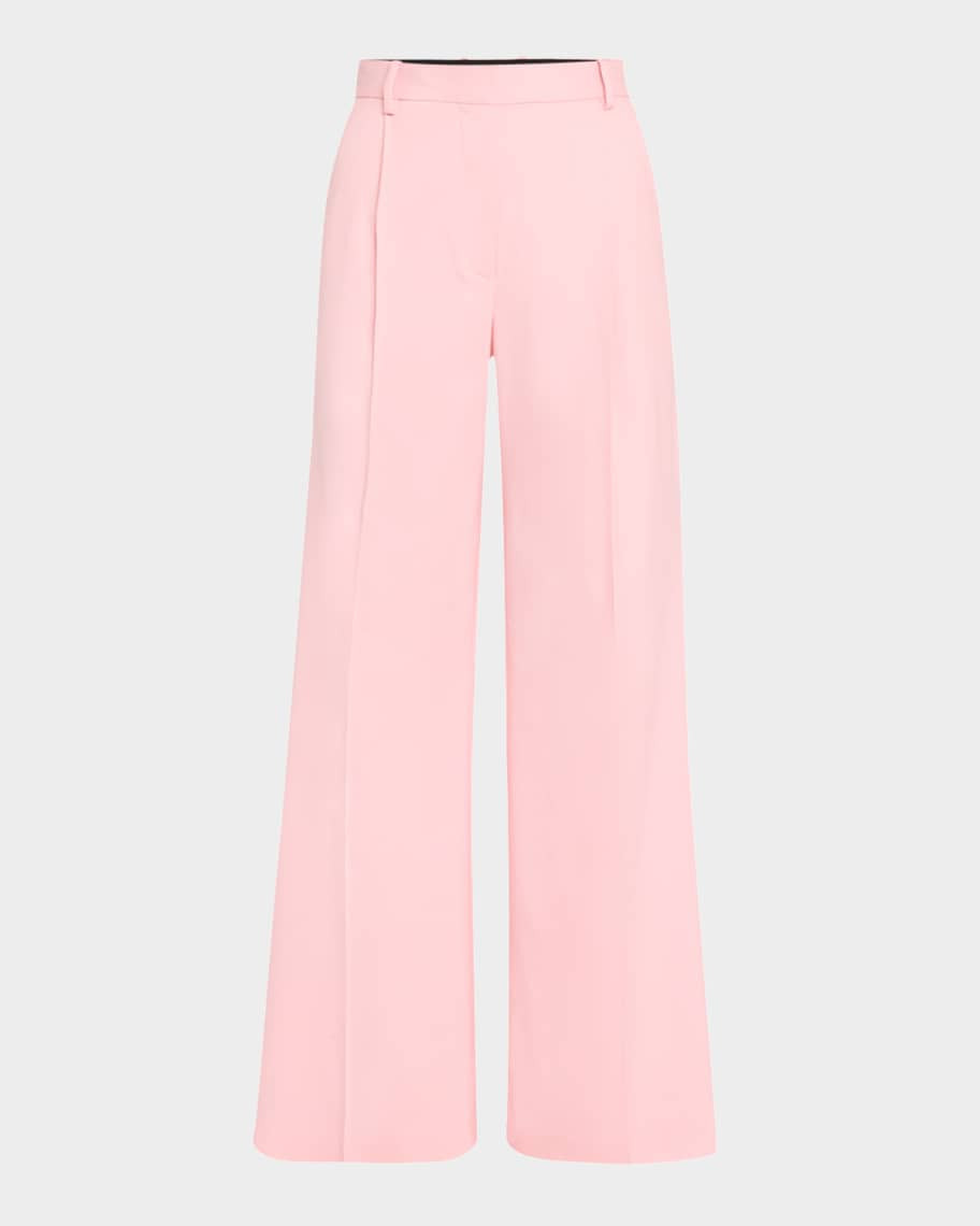 ARGENT Pleated Wide-Leg Seasonless Wool Trousers | Neiman Marcus