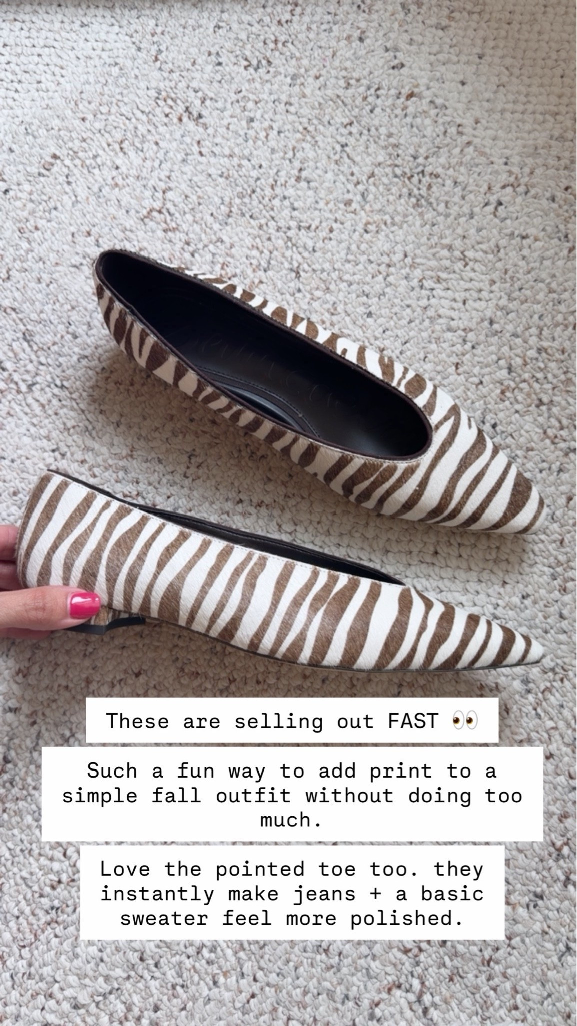 These are selling out FAST 👀

Such a fun way to add print to a simple fall outfit without doing too much.

Love the pointed toe too — they instantly make jeans + a basic sweater feel more polished.

They run TTS

#LTKSeasonal #LTKOver40 #LTKgrwm