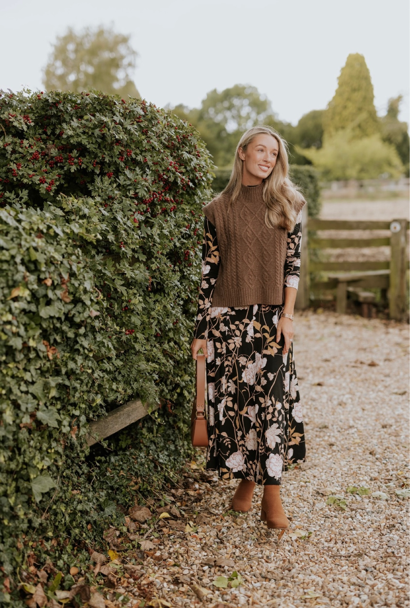 Autumn winter style, autumn winter fashion, country style, floral print dress, black sweater vest 

#LTKSeasonal #LTKstyletip #LTKeurope