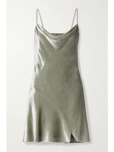 Alice Olivia - Carmelina Draped Velvet Mini Dress - Silver | NET-A-PORTER (US)
