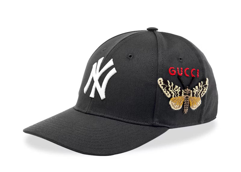 Gucci NY Yankees Embroidered Butterfly Baseball Cap Black | StockX