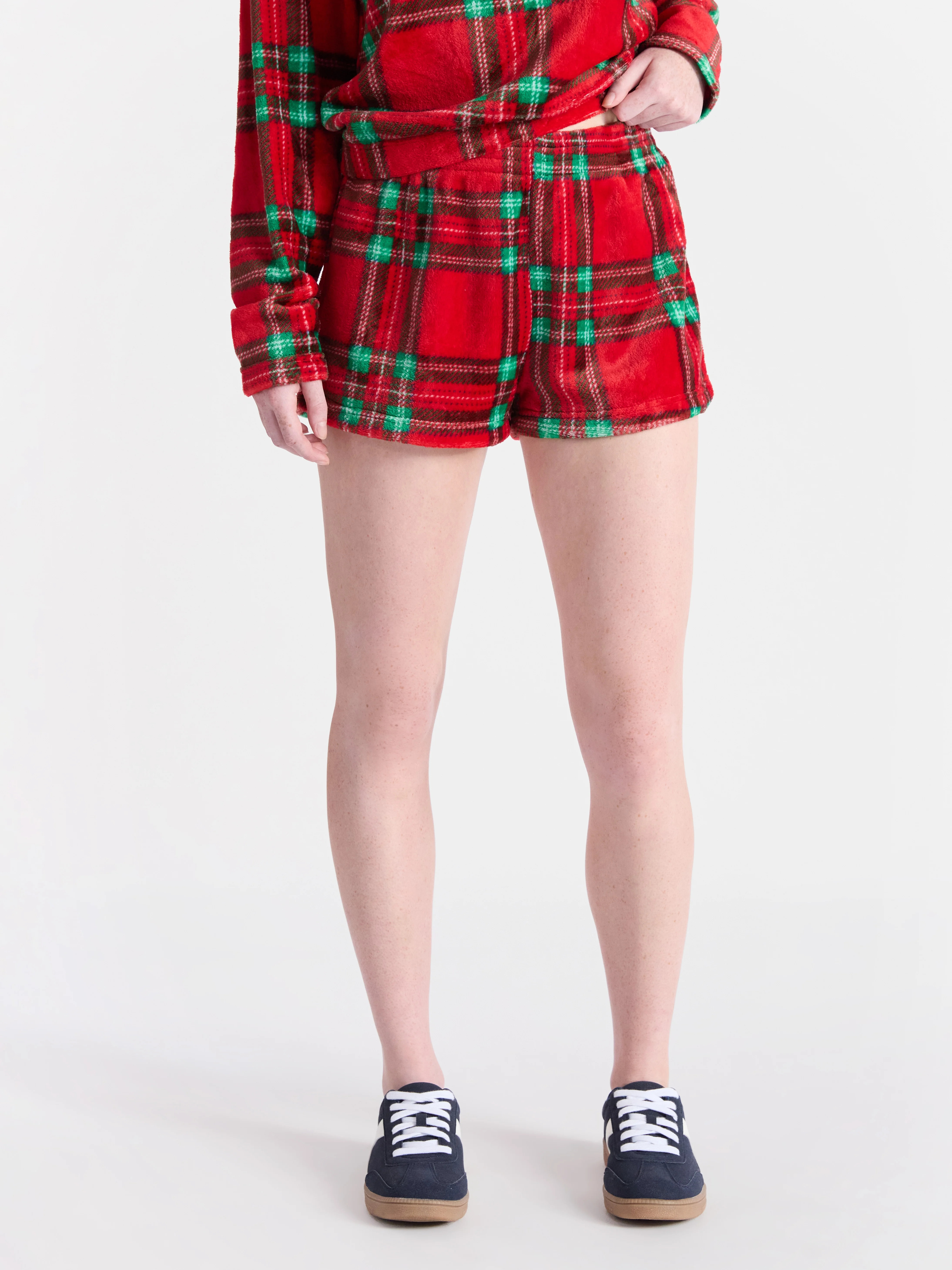 No Boundaries Pull-On Printed Plush Shorts, 2'' Inseam, Women's - Walmart.com | Walmart (US)
